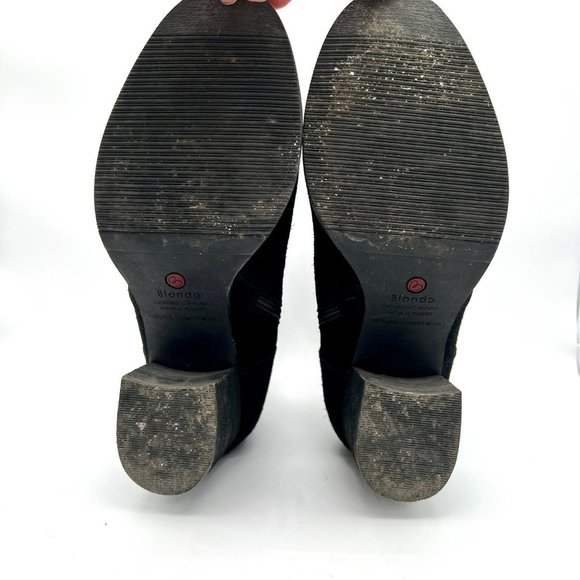 Blondo Waterproof Suede Leather Heeled Moto Booties Chunky Heel Winter Boots 7.5 - Picture 9 of 11